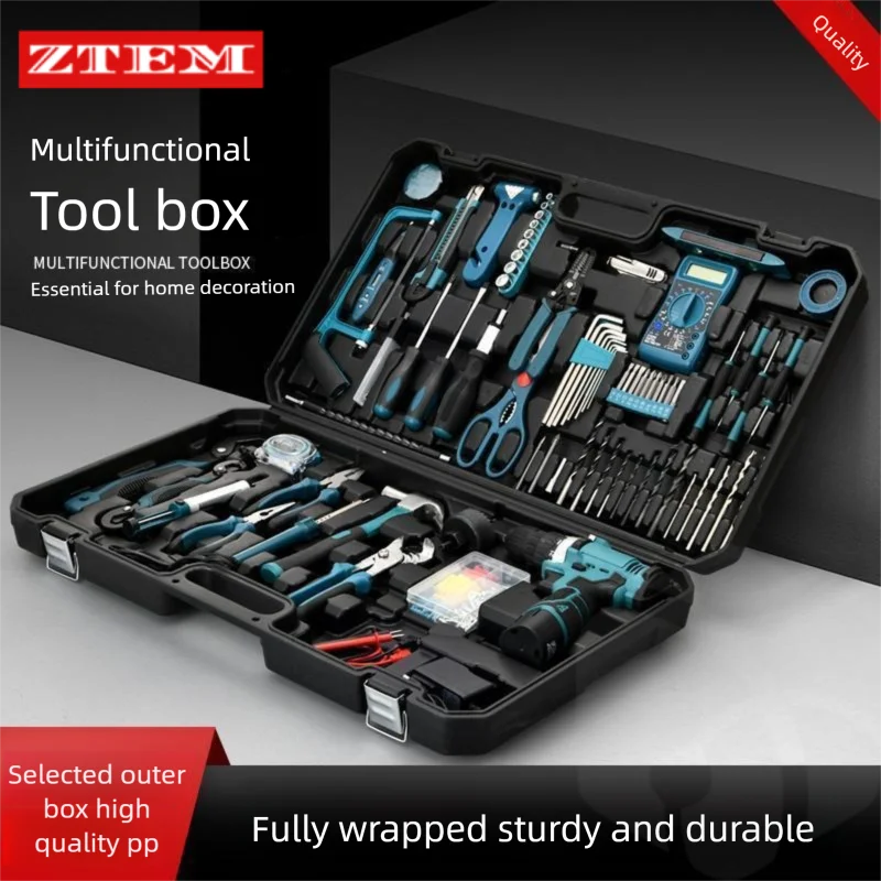 19-160PCS Electric Drill Power Tool Sets Multifunctional Home Repair Combination Screwdriver Pliers Automotive Tools Toolbox Set