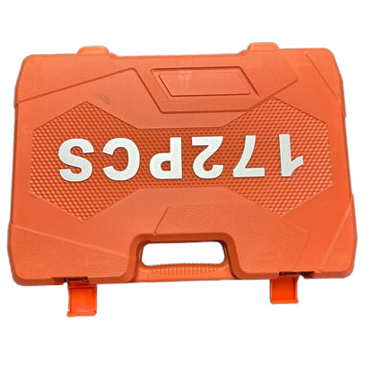 172pcs Chrome Vanadium Steel Manual Tool Kit Durable Uncharged Non-Battery Including Metric Ratchet Socket Wrench Hard Case Box