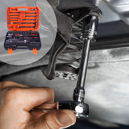 82PCS Socket Wrench Set Ratchet Wrench Set with Bit & Connector & Extension Bar Car Tools Set Tool Box Kit Auto Repair Tool Set